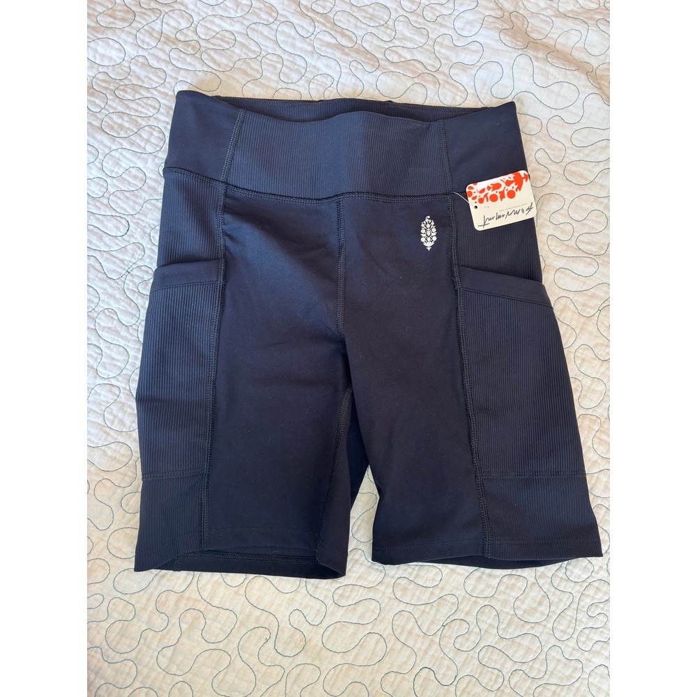 Free People Movement Good Karma Biker Shorts Black XS High Rise‎ Ribbed